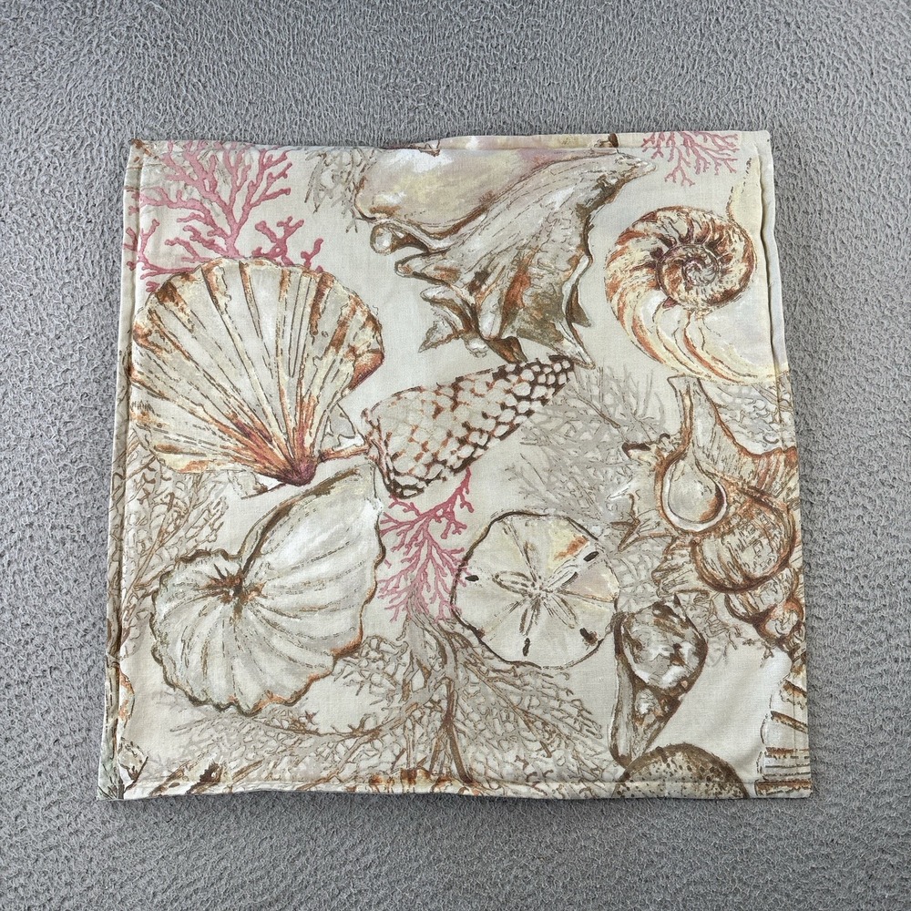 Pottery Barn Seashell Coral Pillow Sham 20" x 20" Nautical Coastal Linen Blend